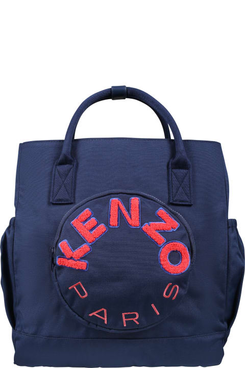 ベビーボーイズ アクセサリー＆ギフト Kenzo Kids Blue Mother Bag For Baby Boy With Logo
