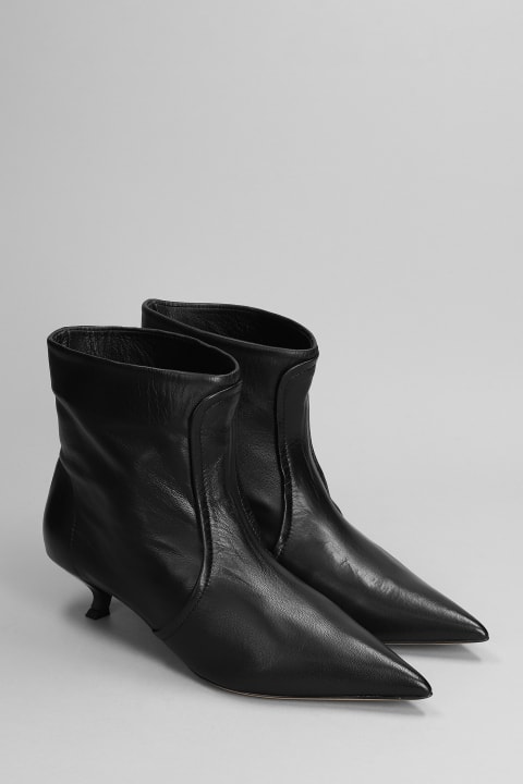 High Heels Ankle Boots In Black Leather