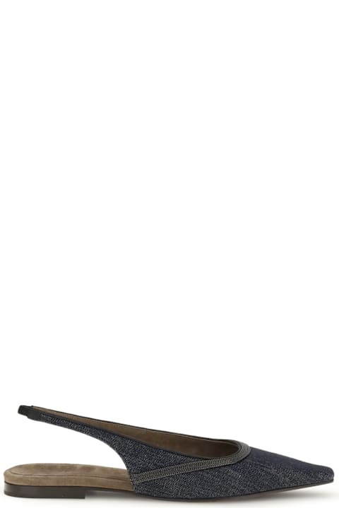Homeware Brunello Cucinelli Denim Slingback Ballerinas