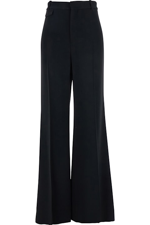 Chloé for Men Chloé Black Pants With High Waist And Wide Leg In Viscose Blend Stretch Woman