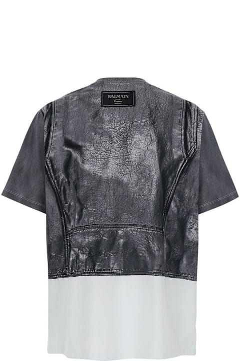 Balmain ملابس علوية لـ القسم الرجالي Balmain Biker Jacket Print T-shirt