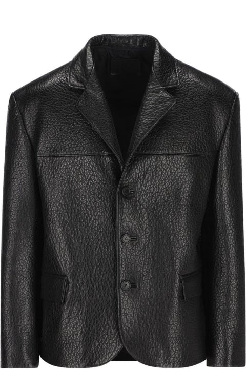 Prada Coats & Jackets for Women Prada Single-breasted Long-sleeved Leather Jacket