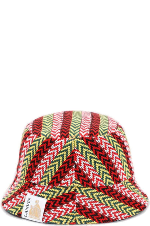メンズ新着アイテム Lanvin Logo Patch Zig-zag Bucket Hat