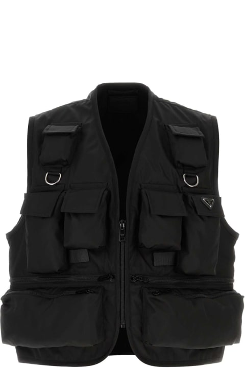 Coats & Jackets for Men Prada Black Re-nylon Vest