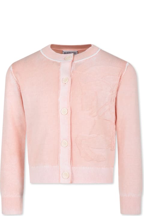 ウィメンズ新着アイテム Burberry Pink Cardigan For Girl With Equestrian Kinight