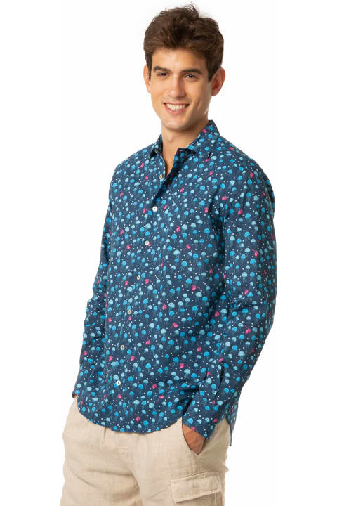 Homeware MC2 Saint Barth Man Muslin Cotton Sikelia Shirt With Jellyfish Print