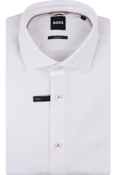Shirts for Men Hugo Boss Casual-fit Shirt In White Cotton Jersey