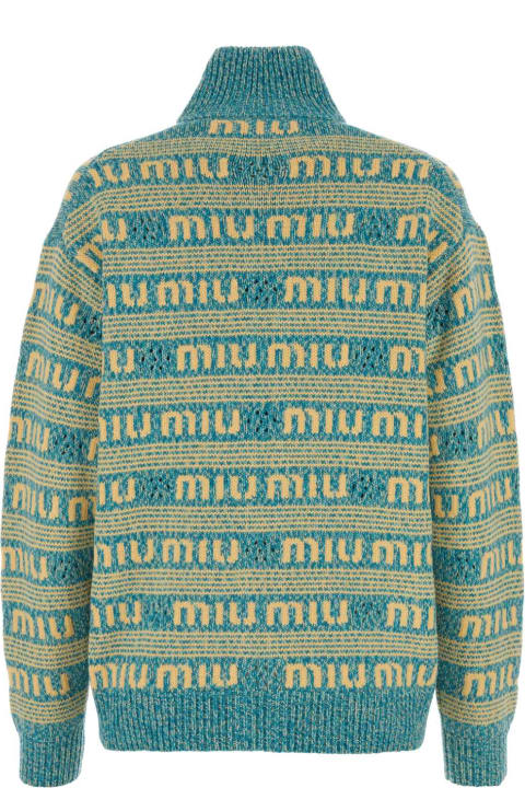 ウィメンズ Miu Miuのウェア Miu Miu Embroidered Wool Blend Oversize Cardigan