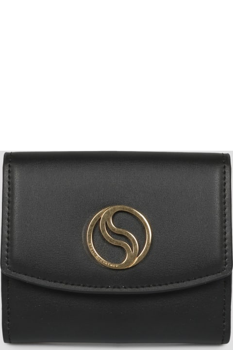 Women Black S-Wave Small Flap Wallet