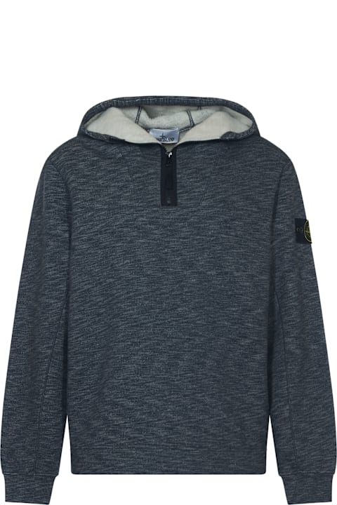 Stone Island Fleeces & Tracksuits for Men Stone Island Logo Patched Rib Knit Hooded Sweatshirt