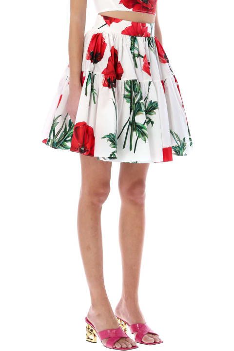 Poppy Print Poplin Mini Skirt
