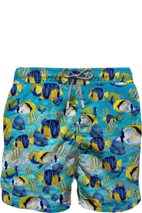 Fashion for Women MC2 Saint Barth Light Fabric Man Swim Shorts Tropical Fish Print