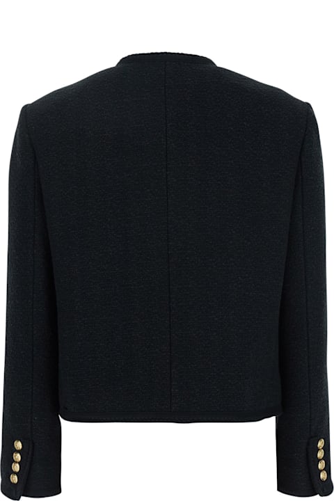 Dunst Coats & Jackets for Women Dunst Black Crewneck Jacket With Contrasting Jewel Buttons In Cotton Blend Woman