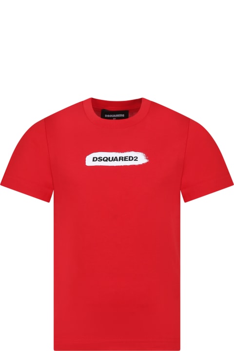 Dsquared2 T-Shirts & Polo Shirts for Boys Dsquared2 Red T-shirt For Boy With Logo
