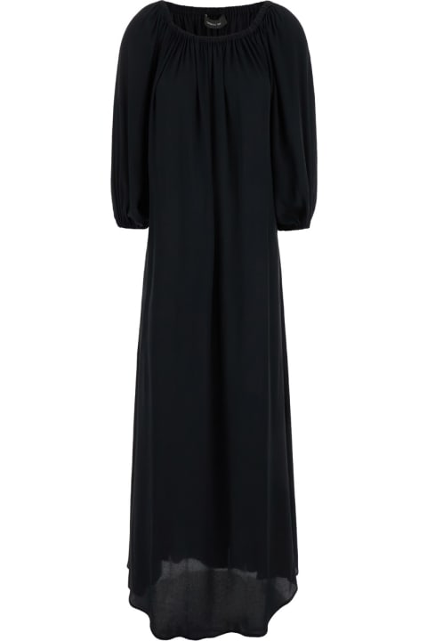Federica Tosi for Women Federica Tosi Black Off Shoulder Maxi Dress In Silk Blend Woman