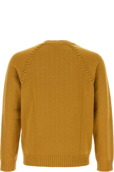 Sweaters for Men Fendi Mustard Wool Blend Sweater