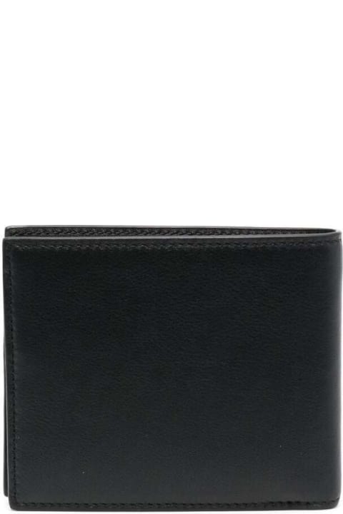 "for Money" Black Bi-fold Wallet In Leather Off-white