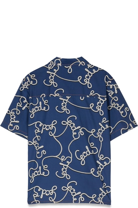 GCDS Shirts for Boys GCDS Logo Patterned Short Sleeve Shirt