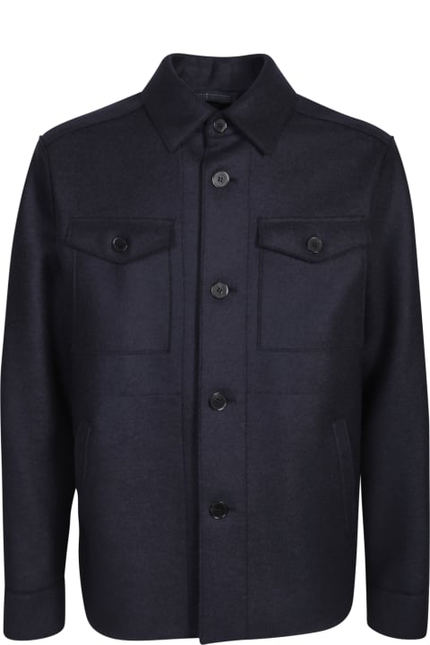 Harris Wharf London Clothing for Men Harris Wharf London Wool Blue Overshirt