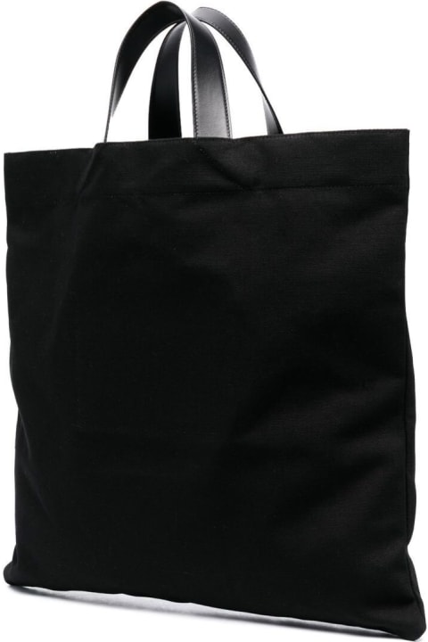 Totes for Men Jil Sander Black Tote Bag With Logo Print In Canvas Man
