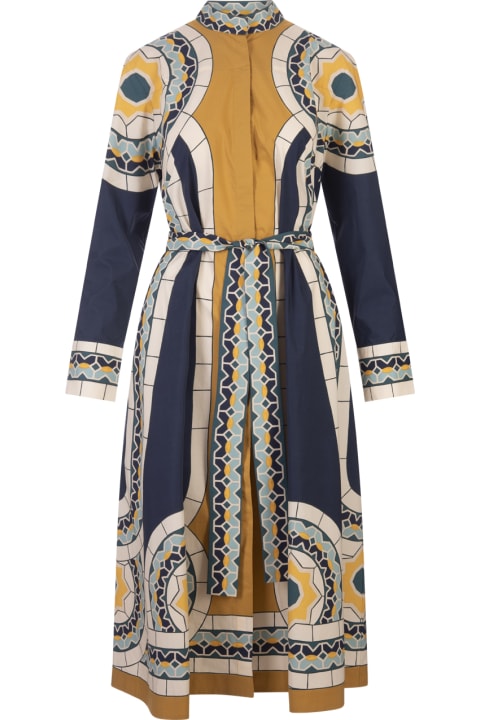 Dresses for Women La DoubleJ Sundowner Dress In Mudejar Placée Blue Cotton Poplin