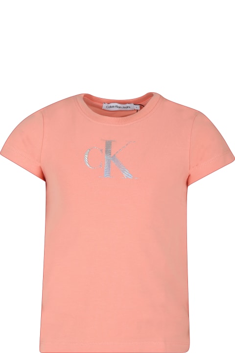 Fashion for Girls Calvin Klein Pink T-shirt For Girl With Logo