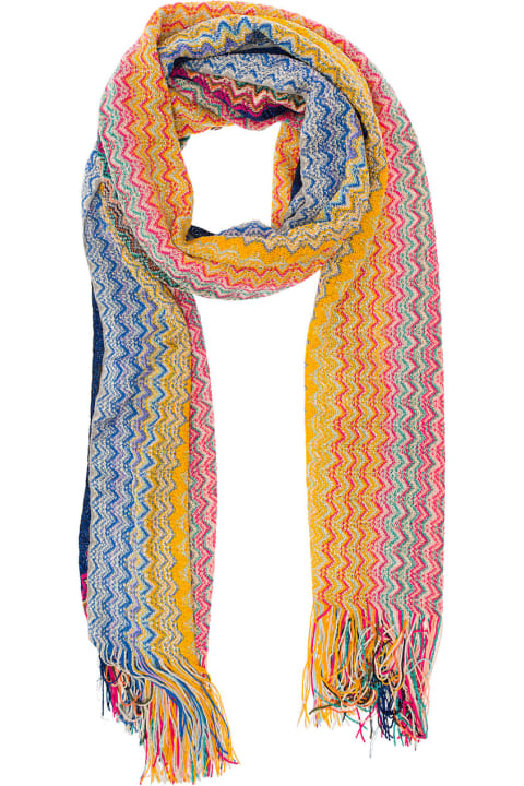 ウィメンズ M Missoniのスカーフ＆ストール M Missoni Multicolor Scarf With Zigzag Motif In Viscose Blend Woman