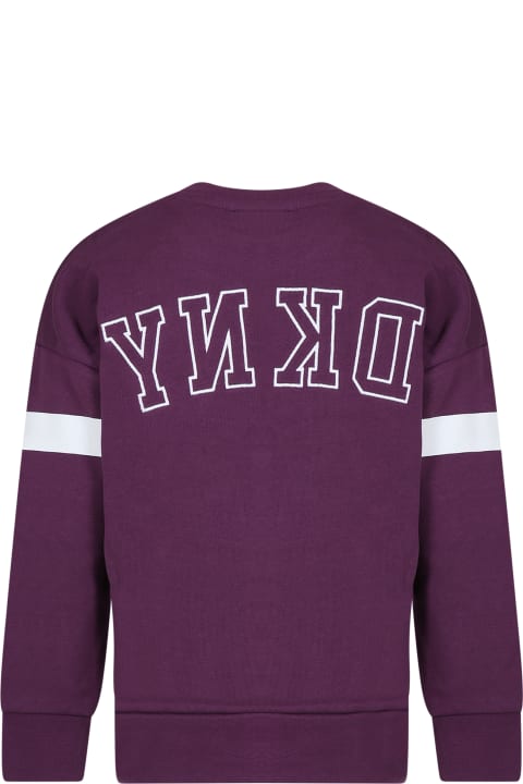 ガールズ DKNYのニットウェア＆スウェットシャツ DKNY Purple Sweatshirt For Girl With Logo