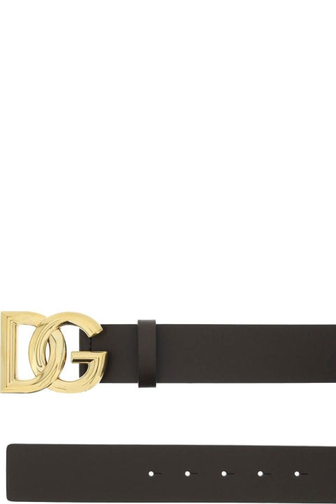 Dolce & Gabbana Belts for Men Dolce & Gabbana Logo Buckle Lux Leather Belt