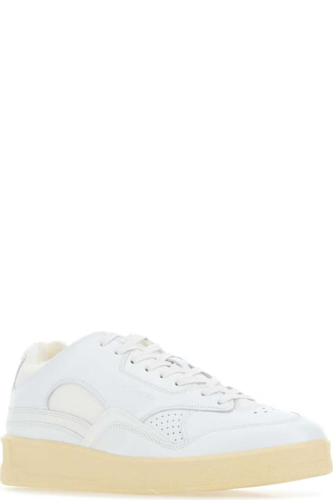 Fashion for Women Jil Sander White Leather And Fabric Basket Sneakers