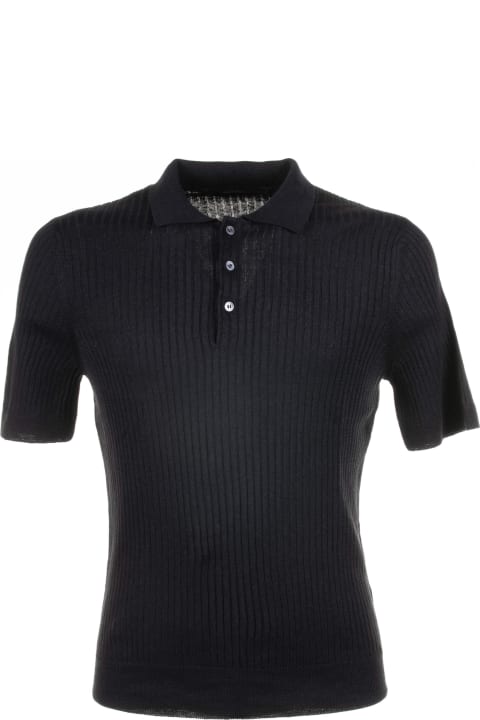 Tagliatore for Men Tagliatore Black Short-sleeved Polo Shirt