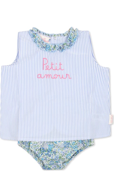 MC2 Saint Barth for Baby Girls MC2 Saint Barth Light Blue Suit For Baby Girl With Writing