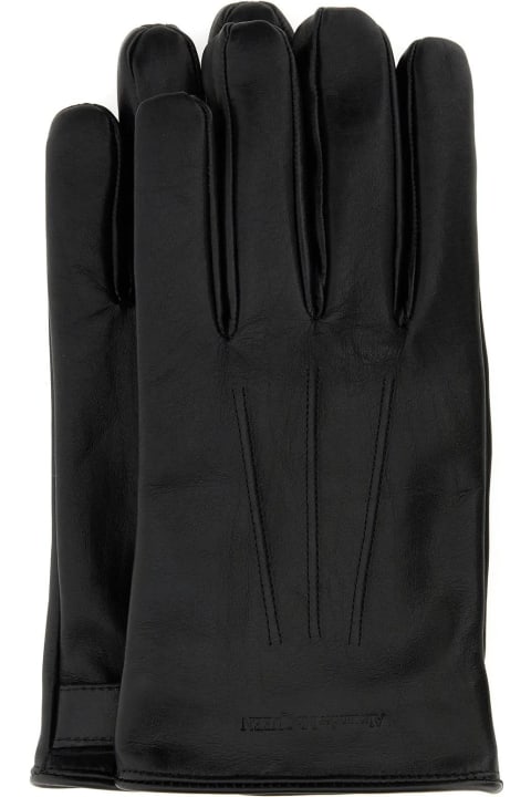 メンズ Alexander McQueenのアクセサリー Alexander McQueen Black Leather Gloves