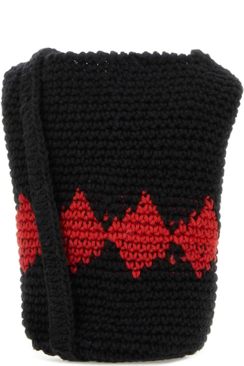 Shoulder Bags for Men Gimaguas Black Crochet Rombo Crossbody Bag