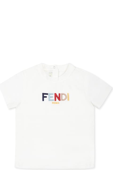 Fendi T-Shirts & Polo Shirts for Baby Girls Fendi White T-shirt For Babykids With Logo