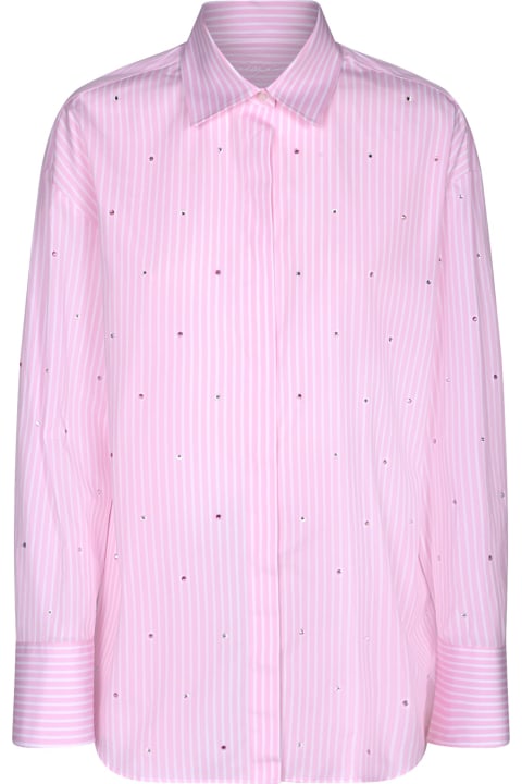 MSGM Women MSGM Striped Rhinestone Pink Shirt