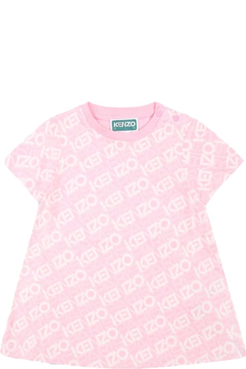 Kenzo Kids Bodysuits & Sets for Baby Girls Kenzo Kids Pink Dress For Baby Girl With Logo
