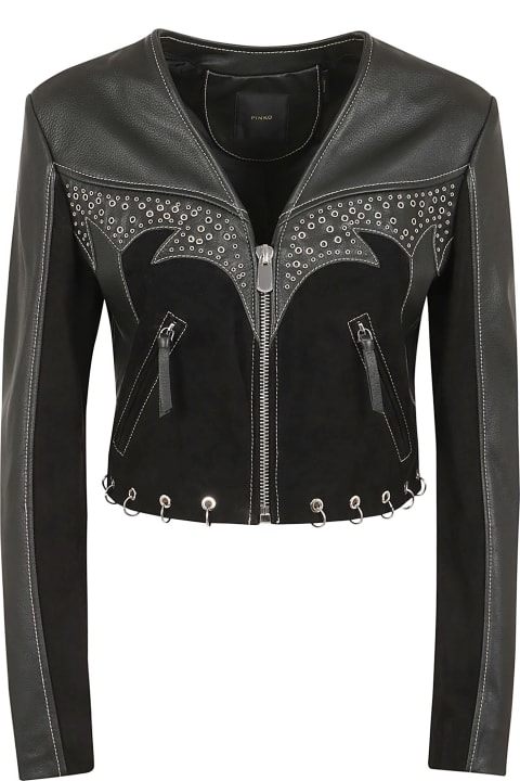 Pinko Coats & Jackets for Women Pinko Leather And Suede Biker Jacket