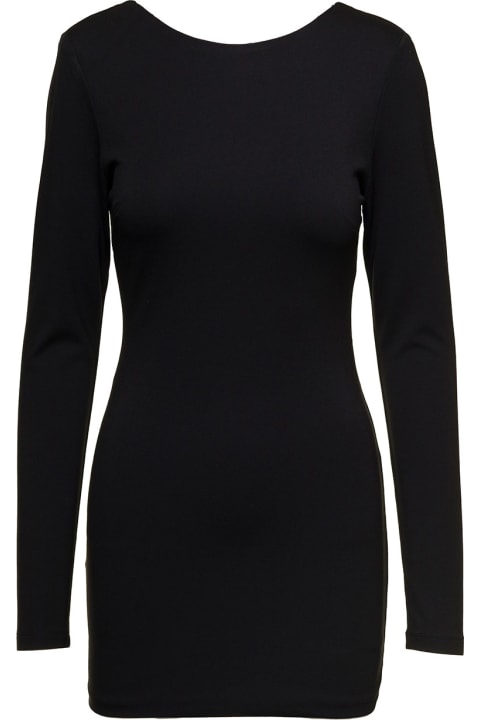 Rotate by Birger Christensen Women Rotate by Birger Christensen Black Mini Fitted Dress With Cut-out Details On The Back In Viscose Woman Rotate