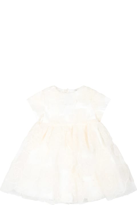 Simonetta Clothing for Baby Girls Simonetta Ivory Dress For Baby Girl With Flowers