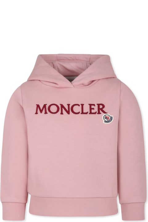 Moncler Sweaters & Sweatshirts for Girls Moncler Pink Sweatshirt For Girl With Logo