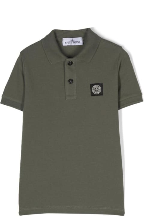 Stone Island Junior T-Shirts & Polo Shirts for Boys Stone Island Junior Green Polo Shirt With Logo In Stretch Cotton Boy