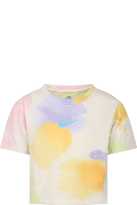Nike for Kids Nike Ivory T-shirt For Girl With Iconic Swoosh