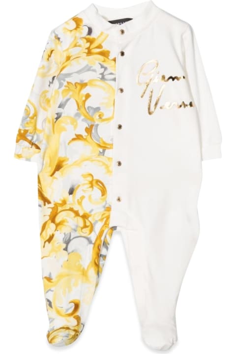 Bodysuits & Sets for Baby Girls Versace Bodysuit With Feet Jersey Meduse Allover