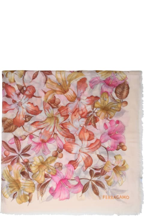 Scarves & Wraps for Women Ferragamo Cashmere Shawl With Flower Pattern