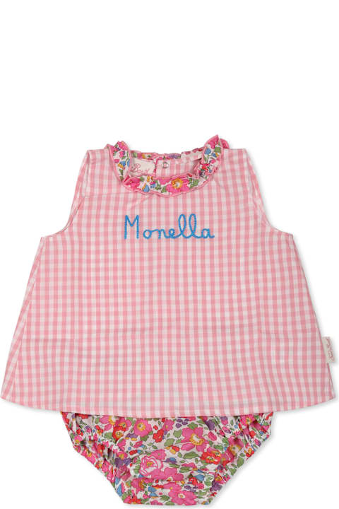 MC2 Saint Barth Bodysuits & Sets for Baby Girls MC2 Saint Barth Pink Suit For Baby Girl With Writing