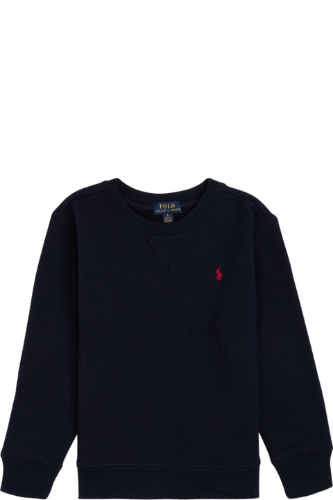Sweaters & Sweatshirts for Boys Ralph Lauren Blue Crewneck Sweatshirt With Logo Embroidery In Cotton Blend Boy