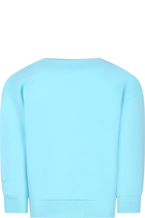 Homeware MC2 Saint Barth Light Blue Sweatshirt For Girl With Rainbow
