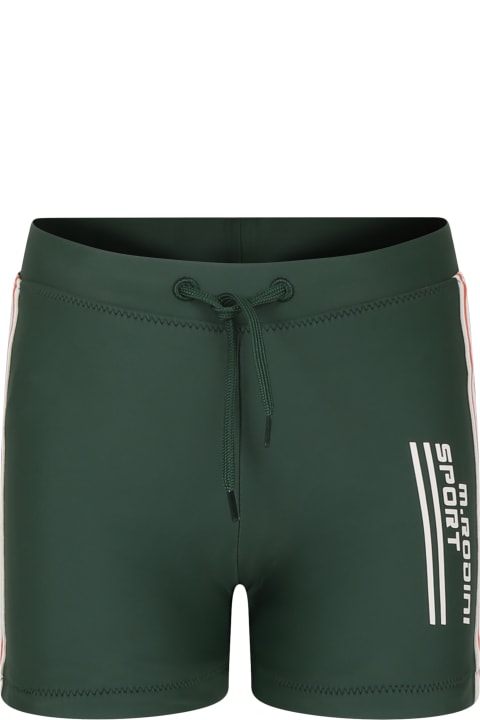 Mini Rodini Swimwear for Boys Mini Rodini Green Swim Shorts For Boy With Logo