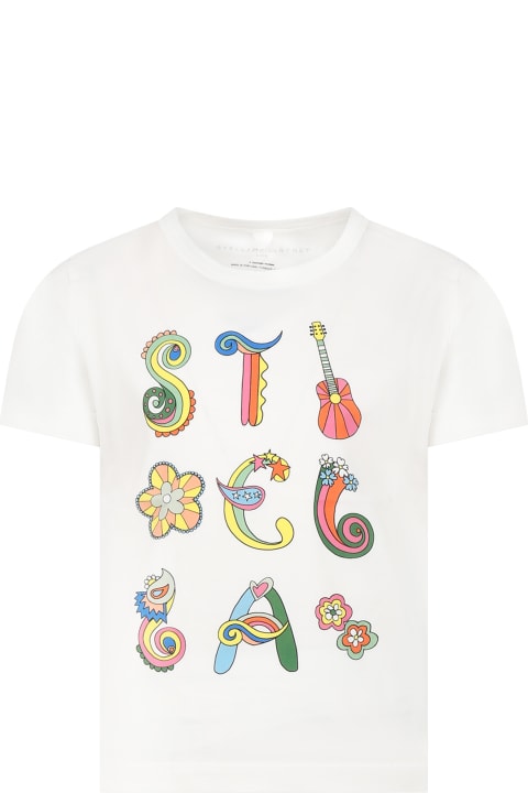 Stella McCartney Kids Stella McCartney Kids White T-shirt For Girl With Logo And Print